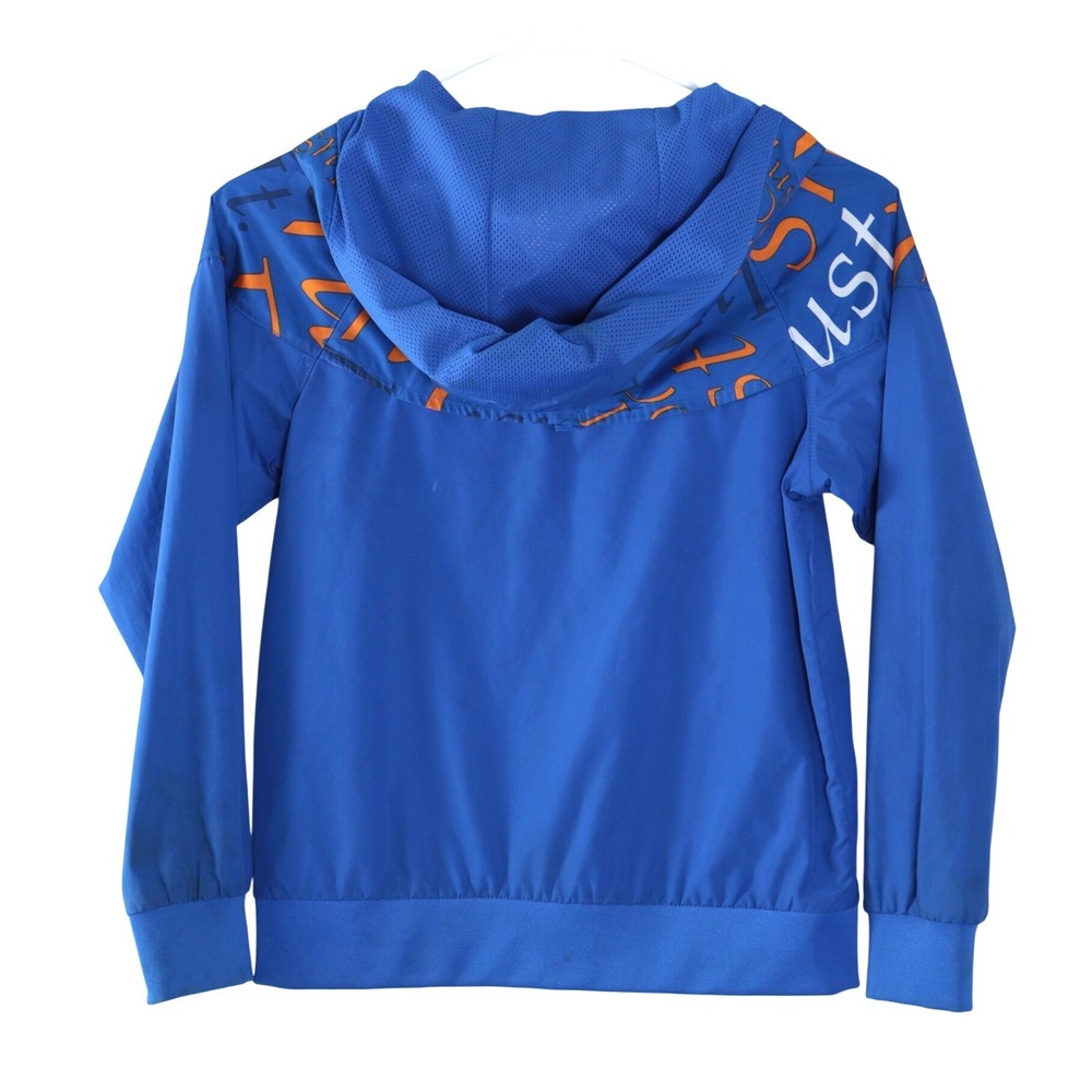 Nike Sportswear Kids Just Do It Windrunner Hooded Jacket Blue Orange Sz S School - Picture 2 of 8